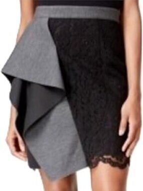 Rachel Roy Women's Lace Ruffled Stylish and Fashionable Skirt Black 12